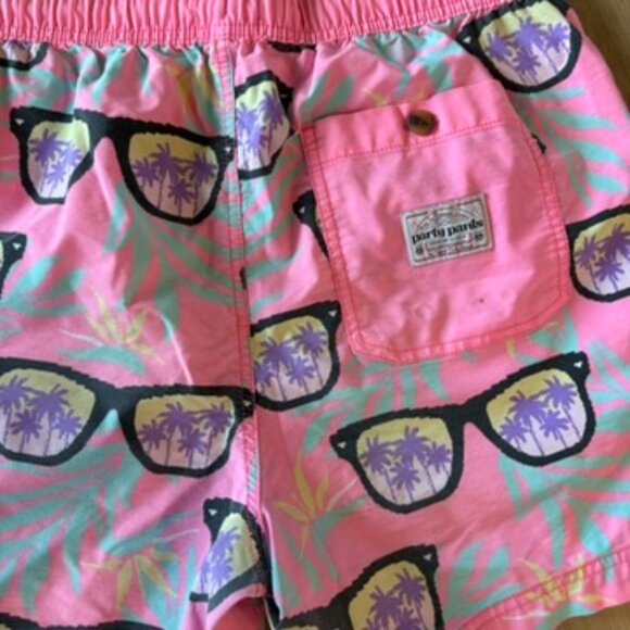 Party Pants Pink Swim Trunks Sunglasses Palm Trees Medium - Picture 7 of 7
